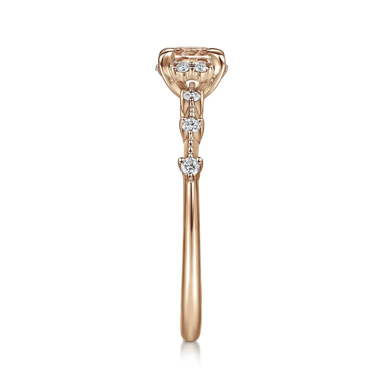 Morganite and Diamond Halo Ring