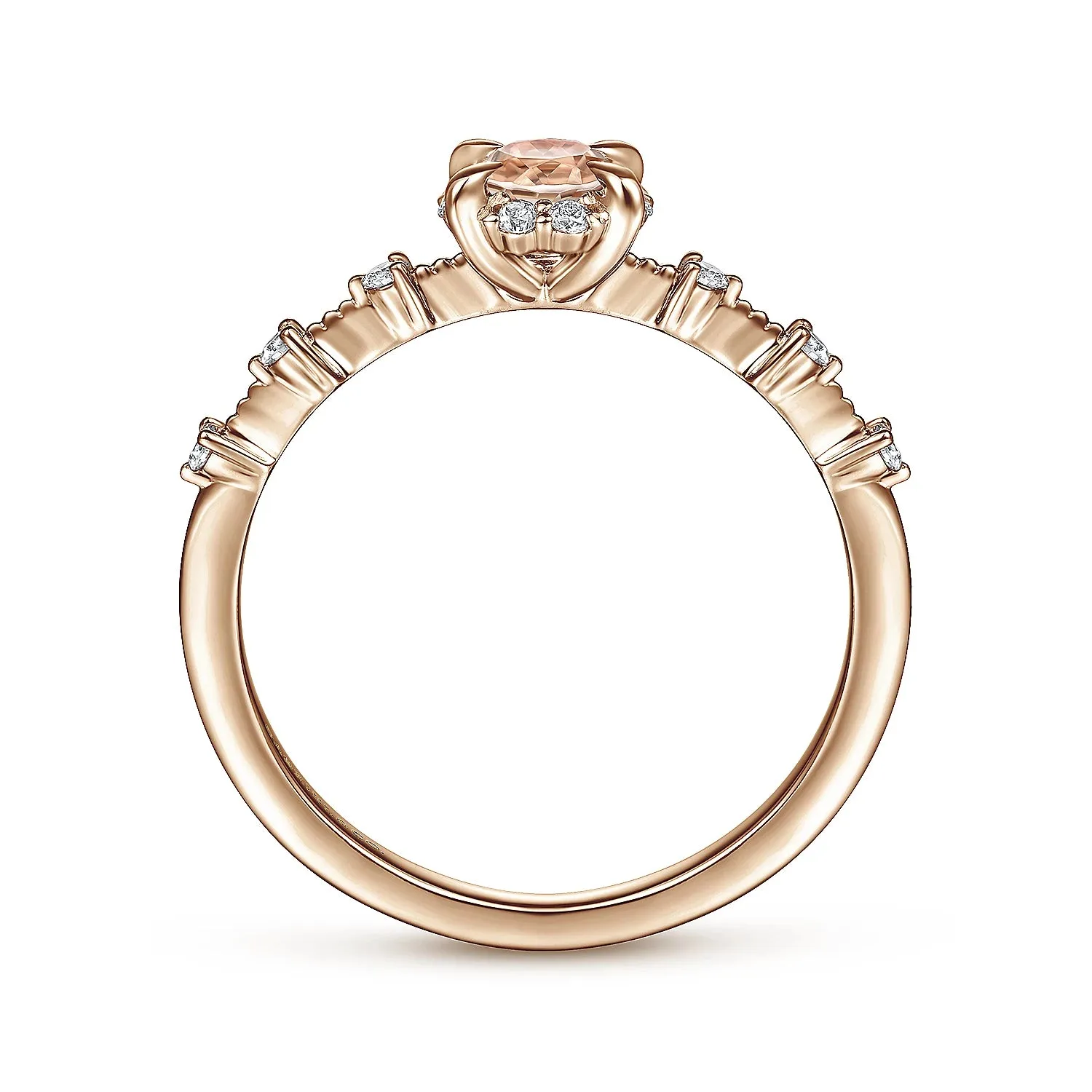 Morganite and Diamond Halo Ring