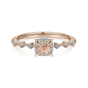 Morganite and Diamond Halo Ring