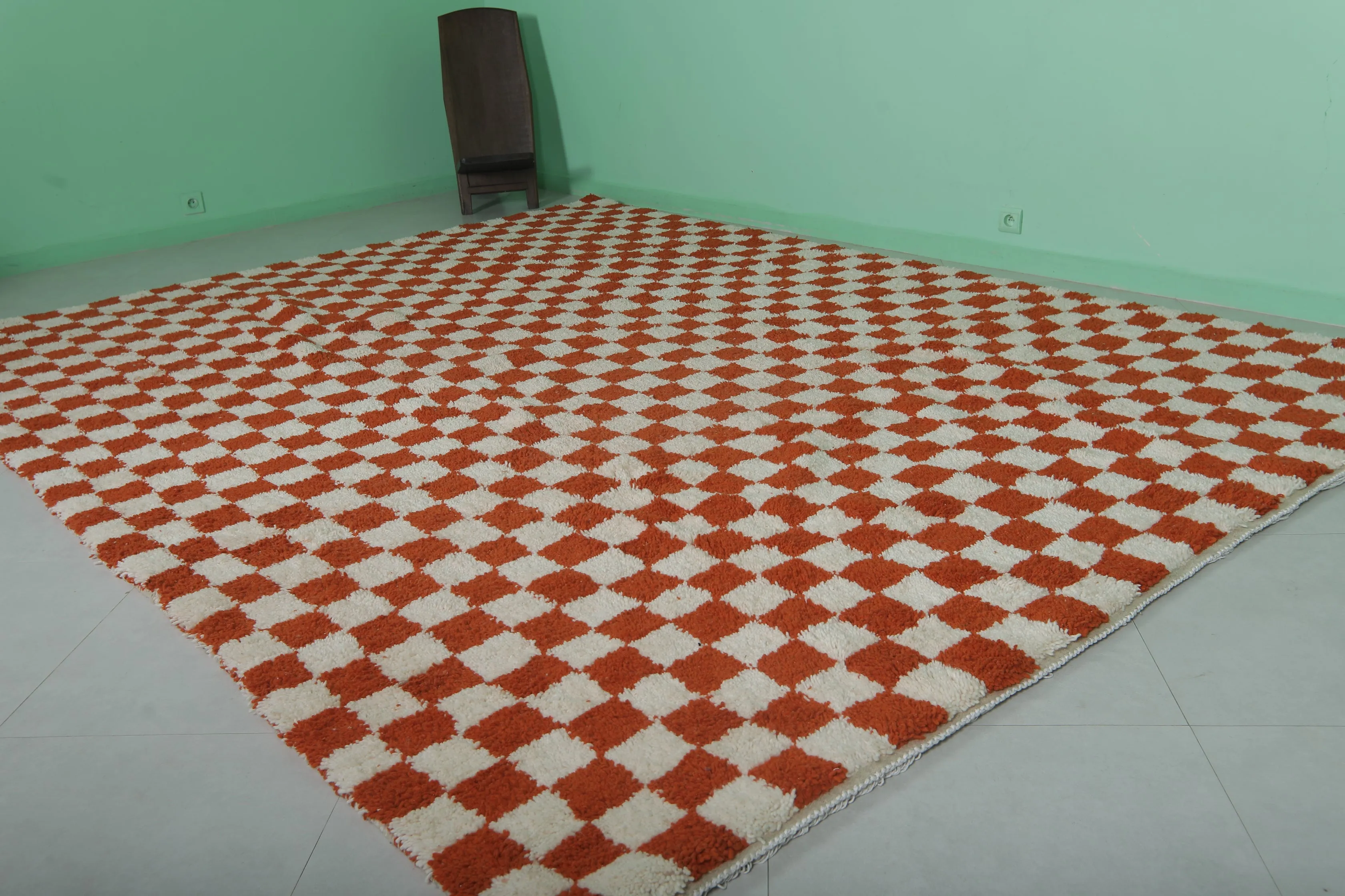 Moroccan Checkered Rug - 9 x 12 Feet | Handmade Wool Area Rug