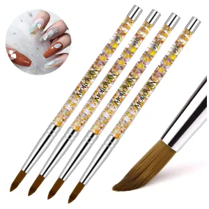 Morovan Acrylic Nail Brush for Acrylic Application - 1PCS Pure Kolinsky Sable Bristles Round Oval Pointed for Nail Art Extension Carving Manicure Pedicure With Special Liquid Glitter Handle