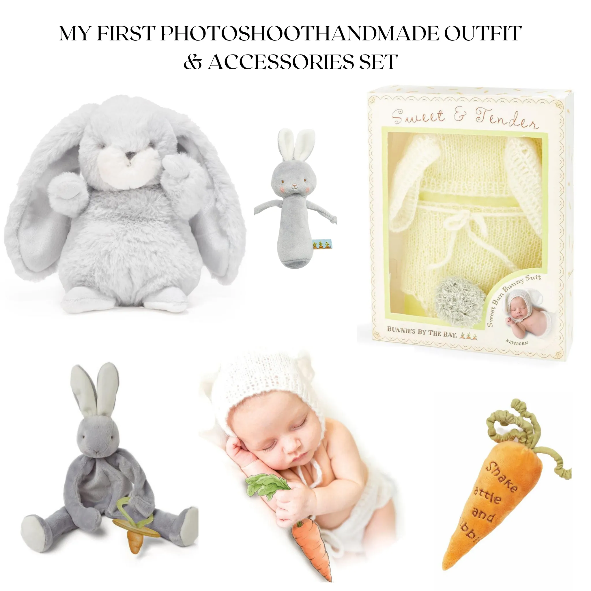 My First Photograph Gender Neutral  Newborn Sweet Bun Bun Outfit and Gifts Set