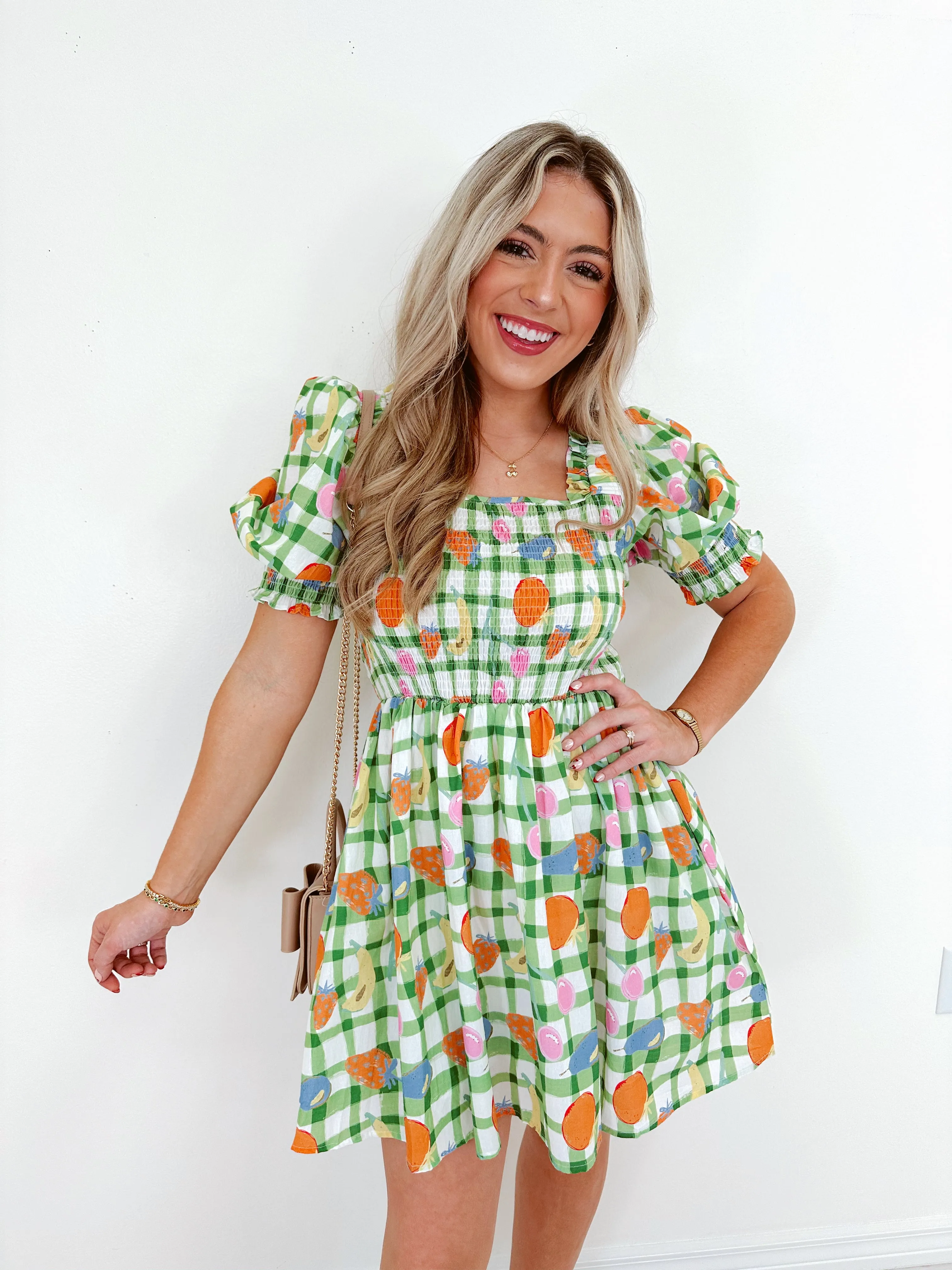 Naturally Sweet Fruit Print Mini Dress
