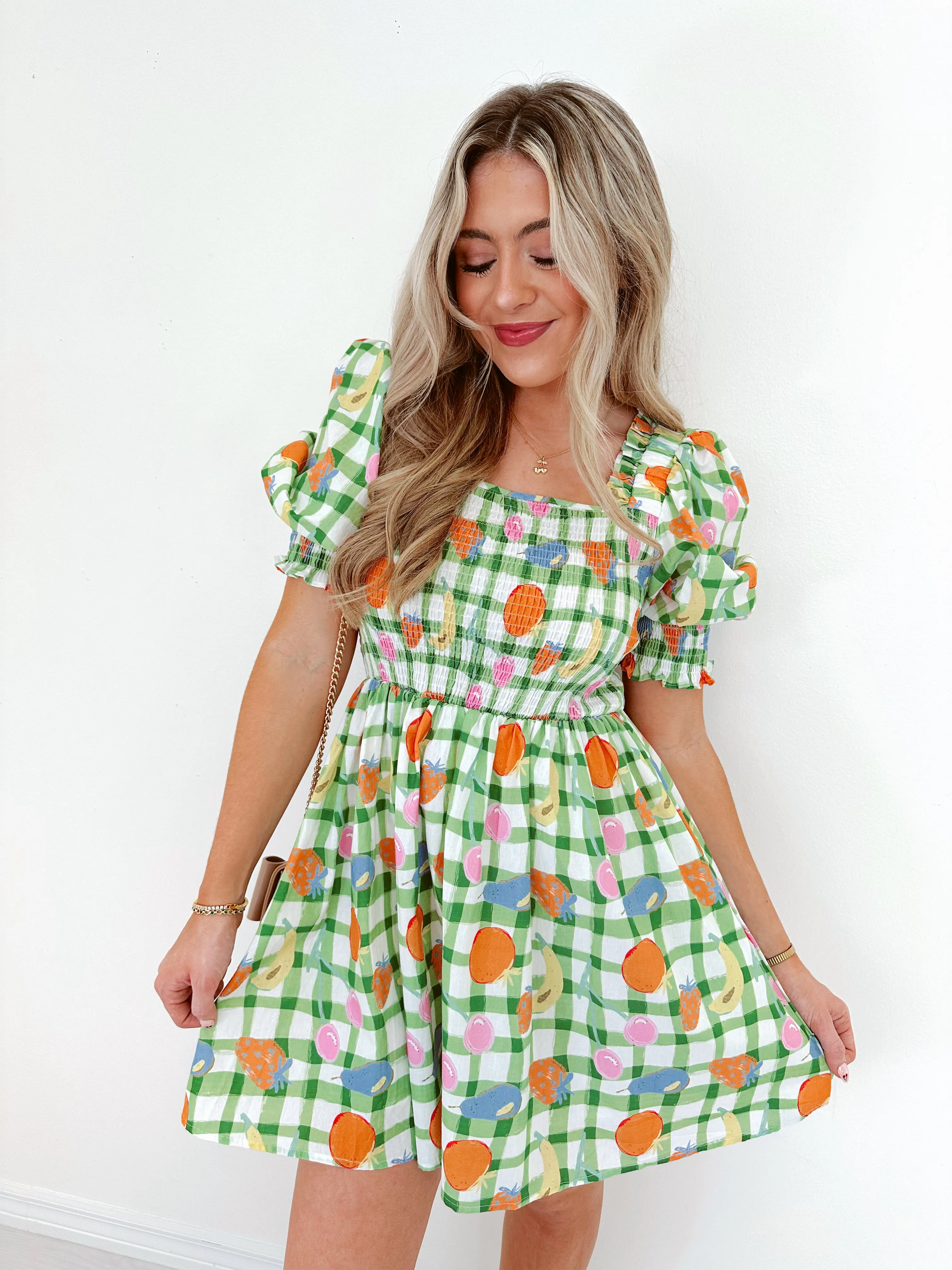 Naturally Sweet Fruit Print Mini Dress