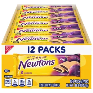 Newtons Soft & Fruit Chewy Fig Cookies, School Snacks, 12 Snack Packs (2 Cookies