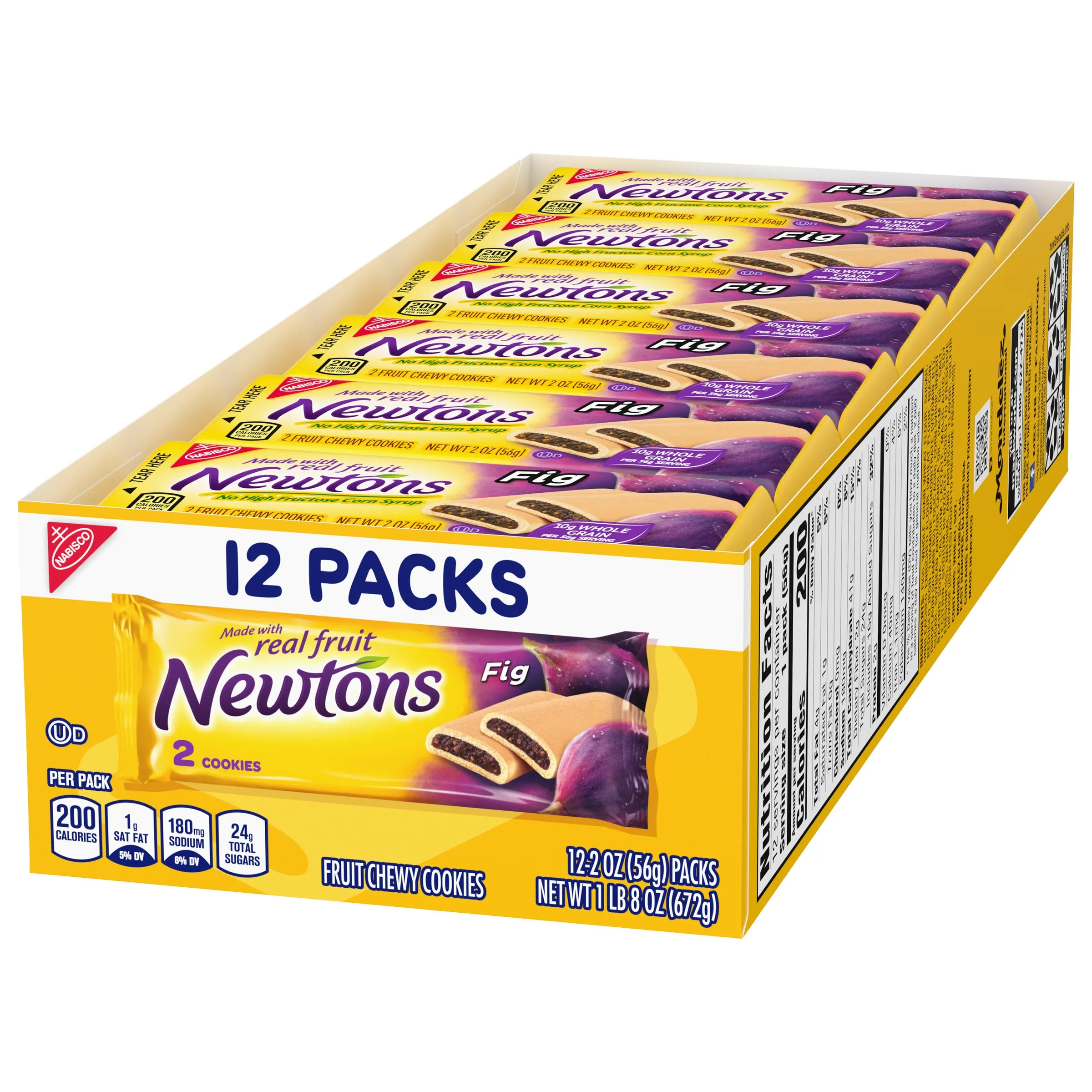 Newtons Soft & Fruit Chewy Fig Cookies, School Snacks, 12 Snack Packs (2 Cookies