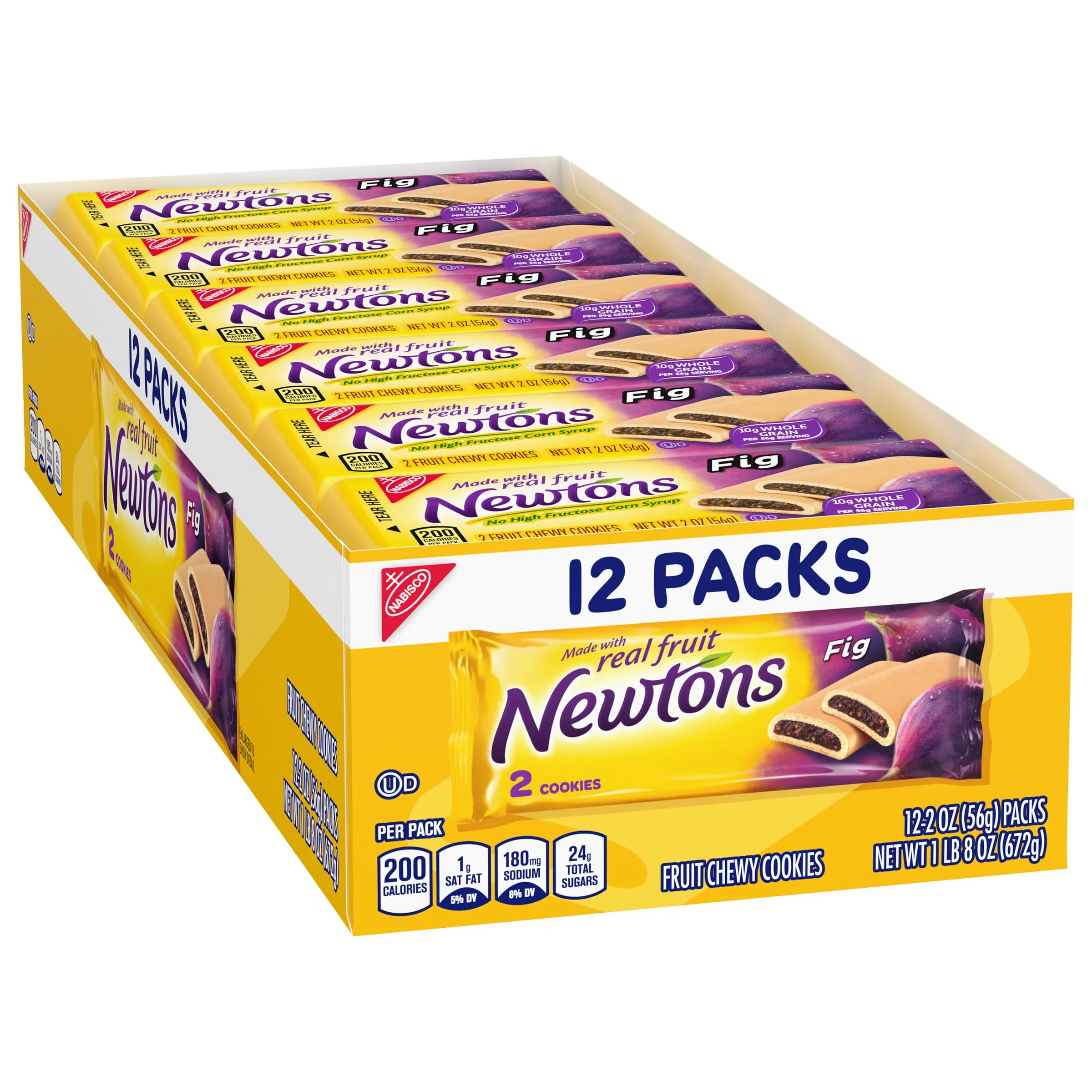 Newtons Soft & Fruit Chewy Fig Cookies, School Snacks, 12 Snack Packs (2 Cookies