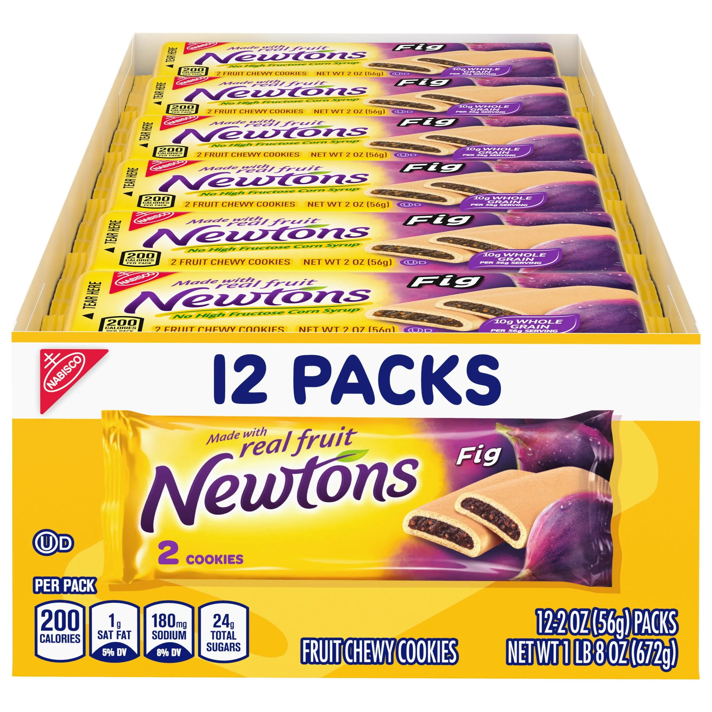 Newtons Soft & Fruit Chewy Fig Cookies, School Snacks, 12 Snack Packs (2 Cookies