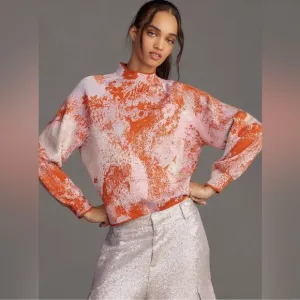 NWT Anthropologie Balloon Sleeve Baggy Sweater Pearl Iridescent XS Soft Thick