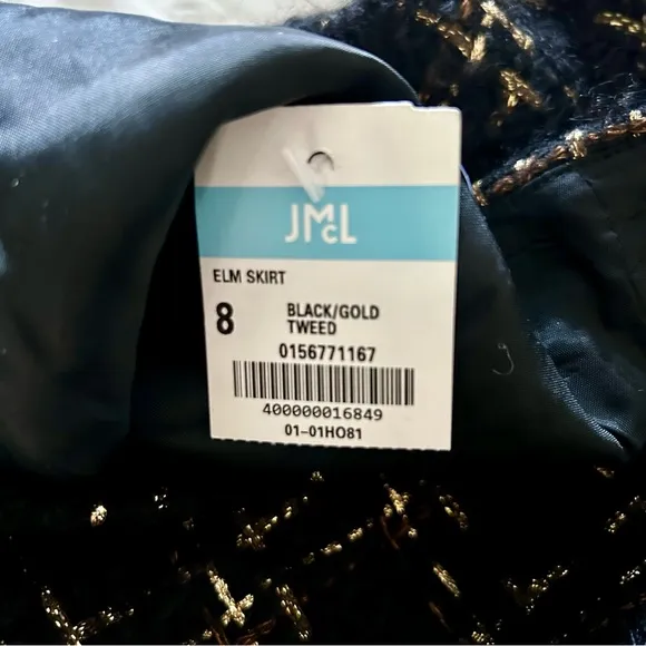 NWT J.Mclaughlin Elm Black Mohair Skirt in Metallic Tweed Size 8