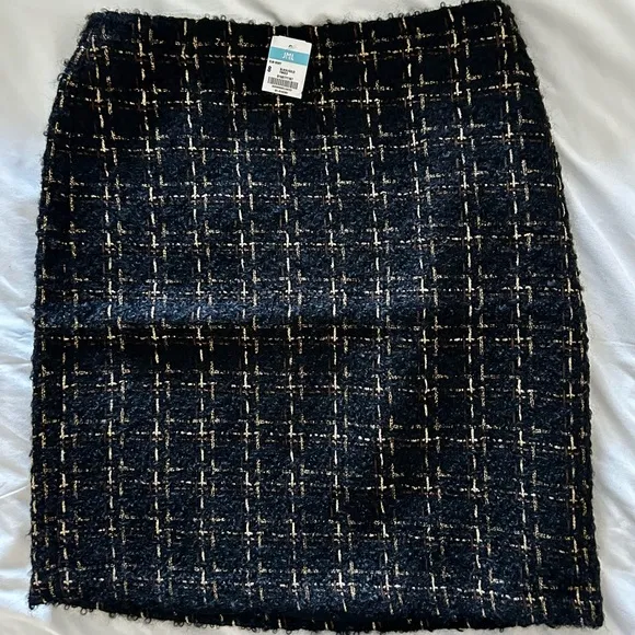 NWT J.Mclaughlin Elm Black Mohair Skirt in Metallic Tweed Size 8