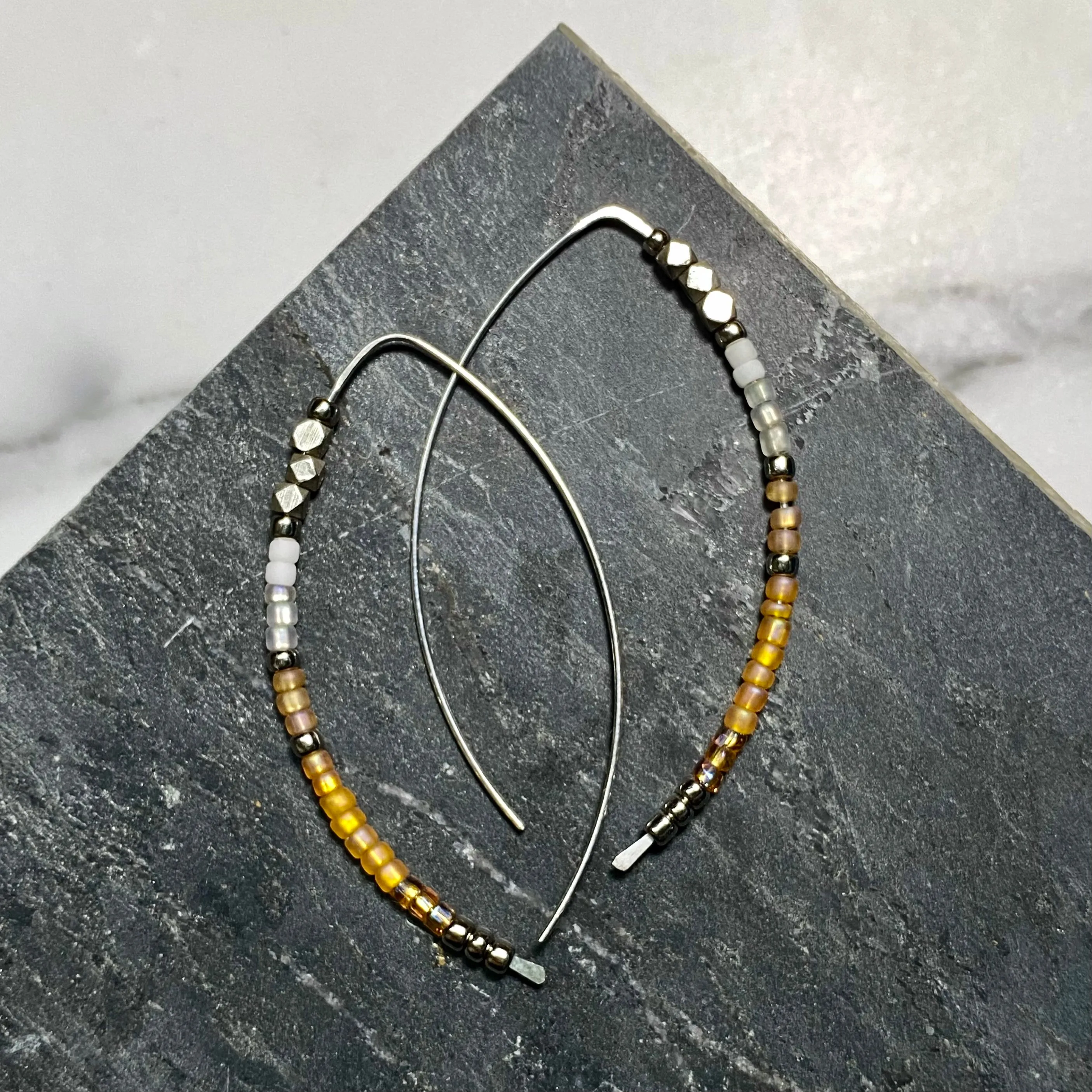 Open Hoop Delicate Beaded Earrings With Herkimer :: Made to Order