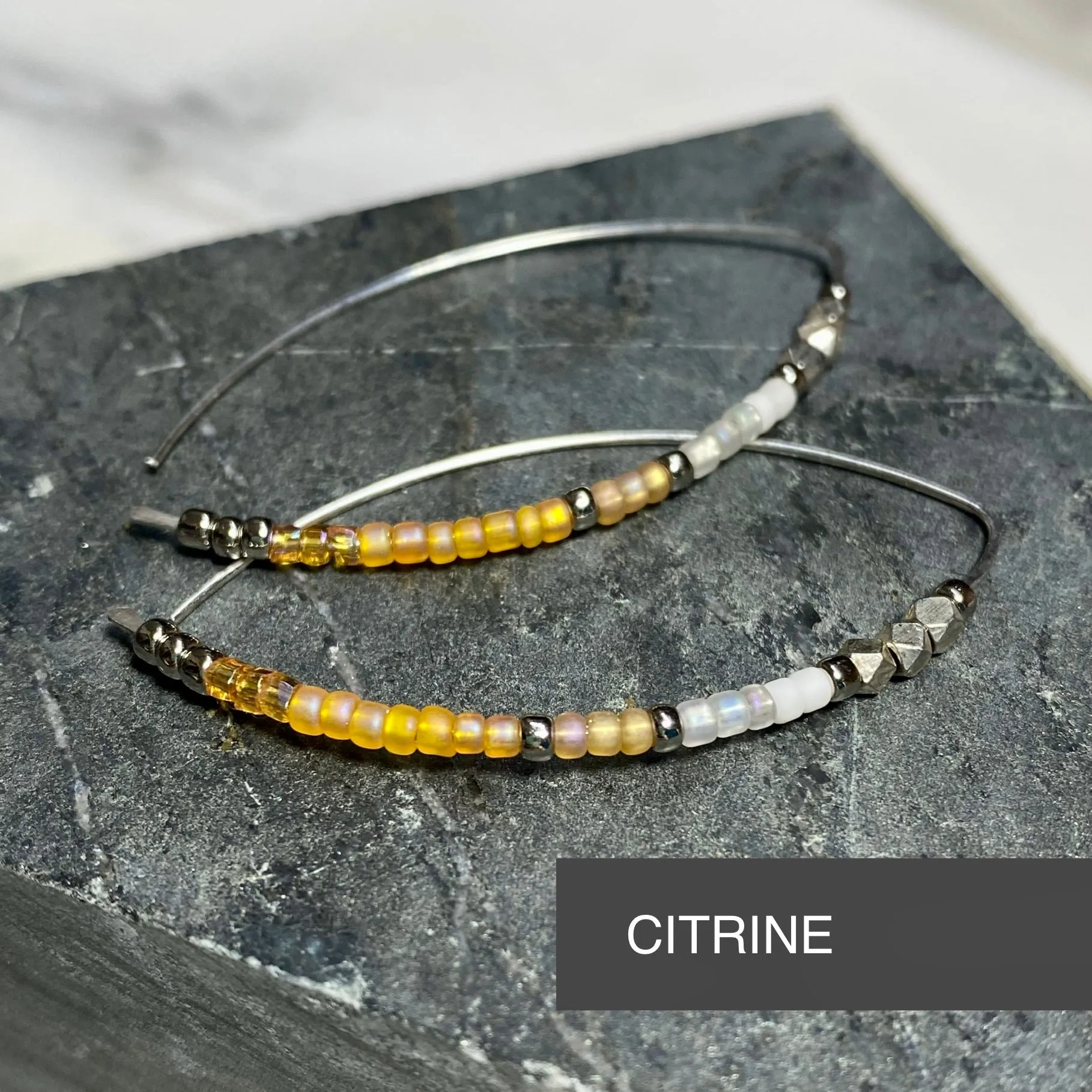 Open Hoop Delicate Beaded Earrings With Herkimer :: Made to Order