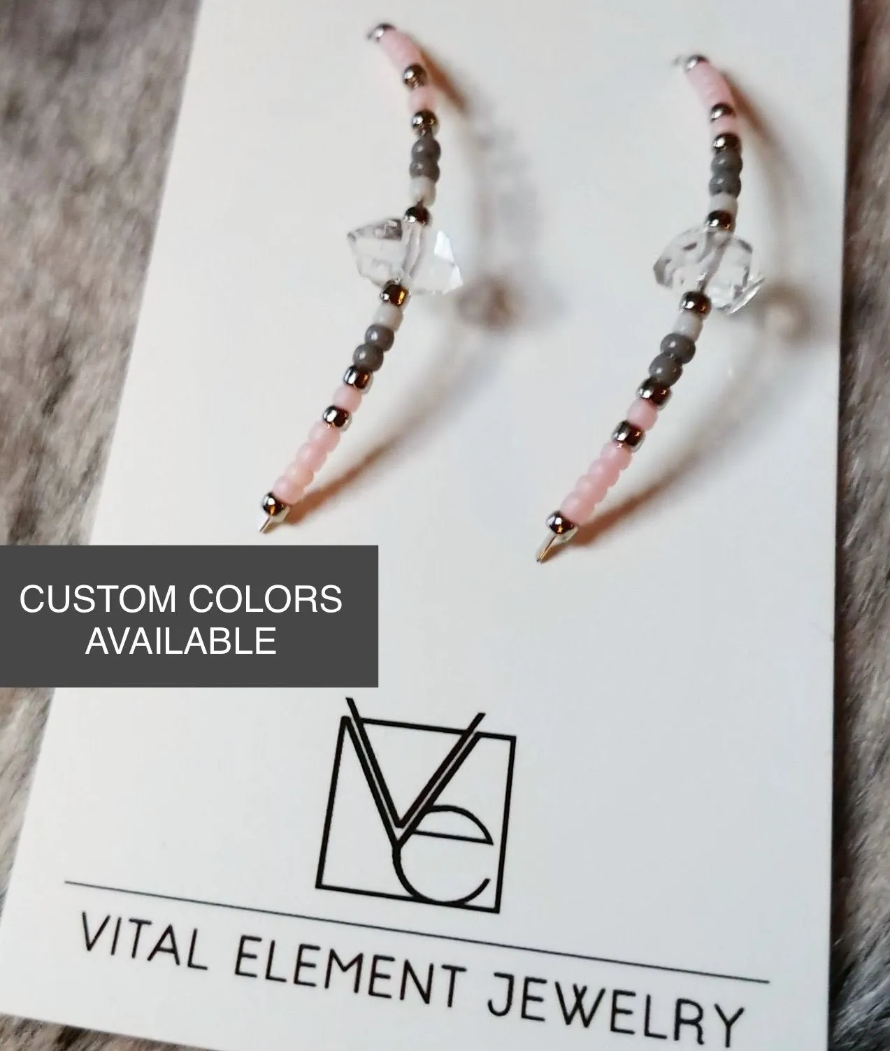 Open Hoop Delicate Beaded Earrings With Herkimer :: Made to Order