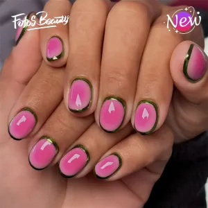 Oval Gradient French Gold Line Pink