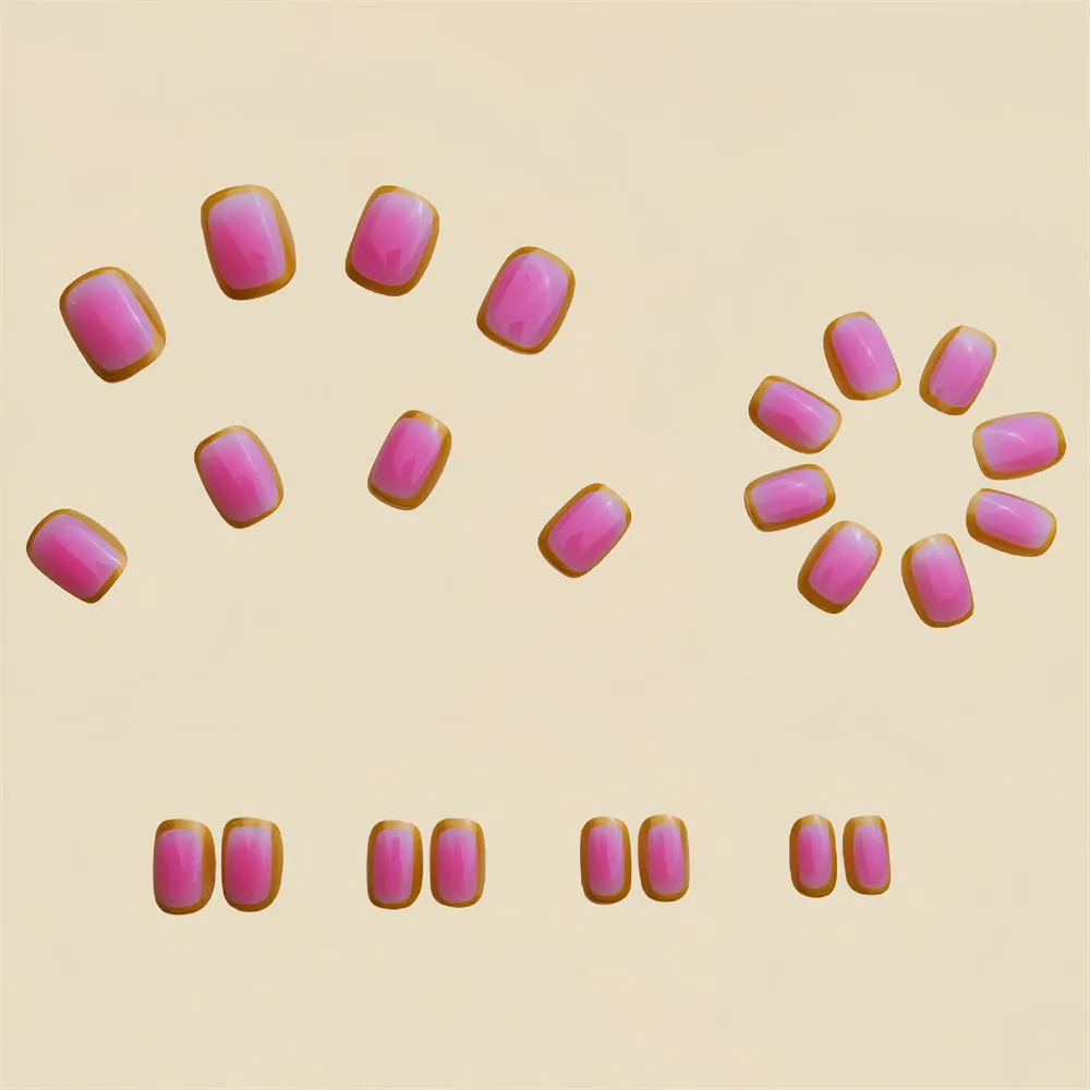 Oval Gradient French Gold Line Pink