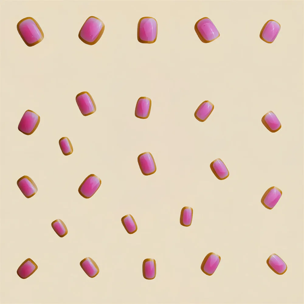 Oval Gradient French Gold Line Pink