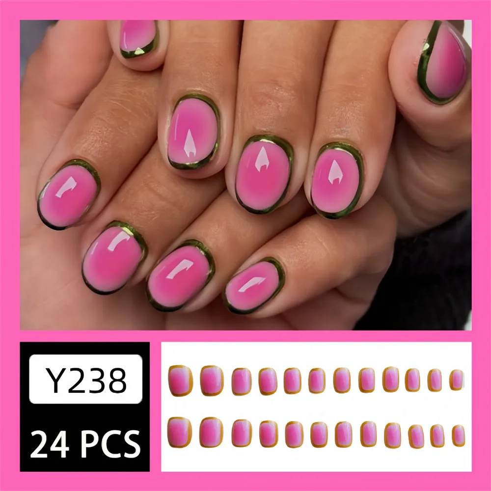 Oval Gradient French Gold Line Pink