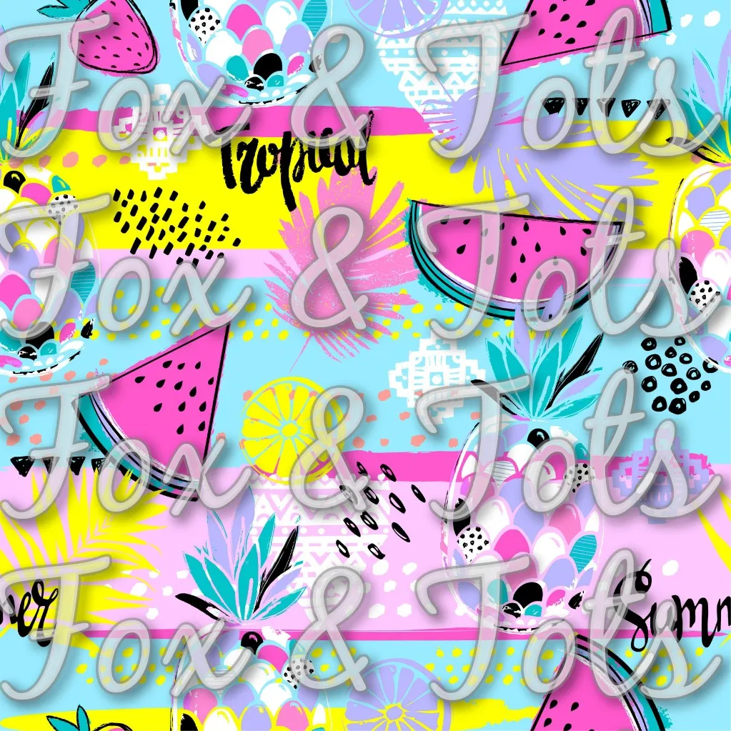 Pastel Tropical Fruit Fabric