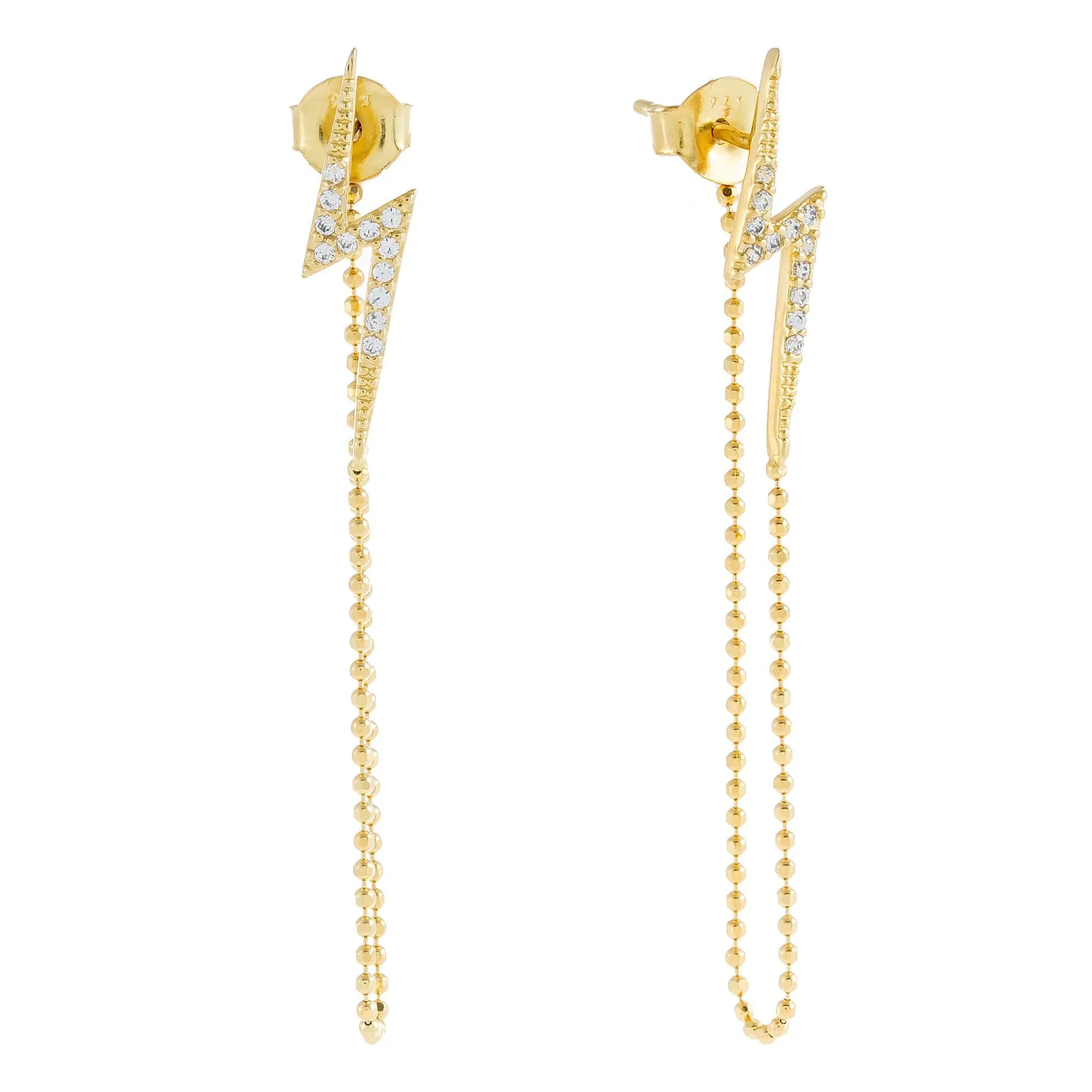 Pavé Lightning Bolt Chain Earring