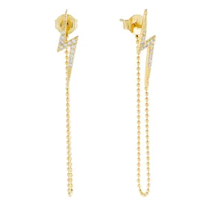 Pavé Lightning Bolt Chain Earring