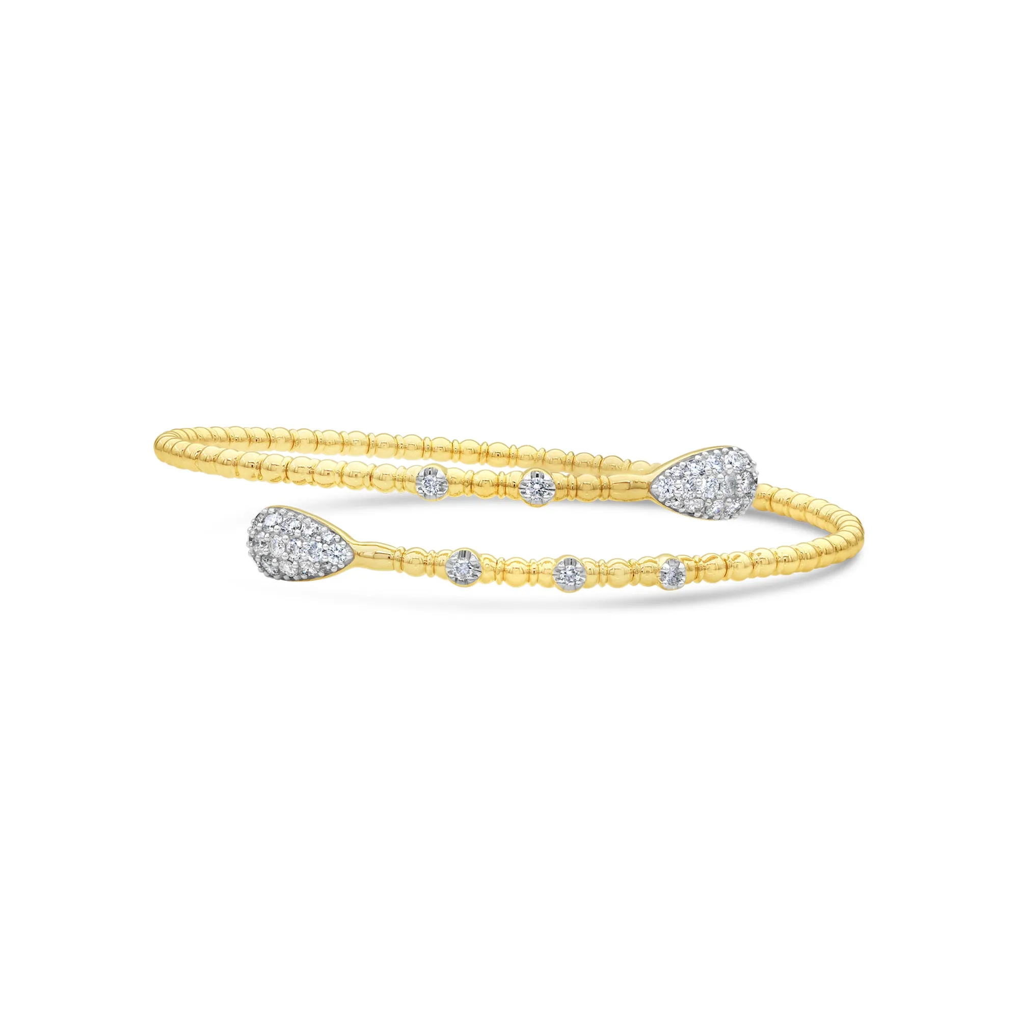 Pavé Pear Wrap Beaded Diamond Flex Bangle