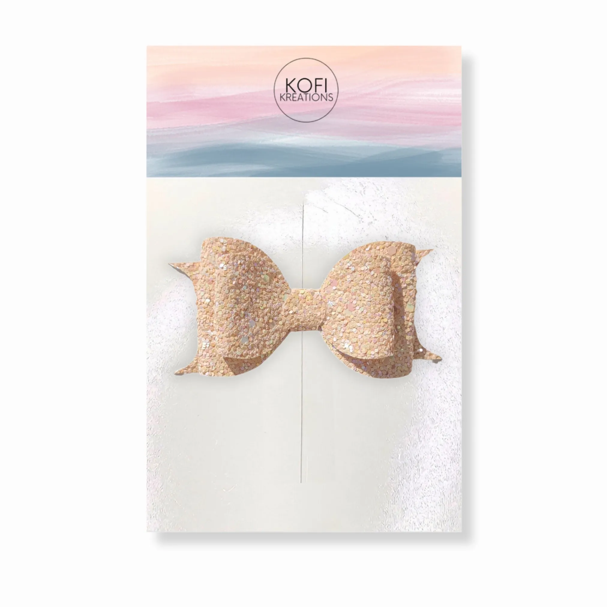 Peach Pebble Glitter Hair Bow