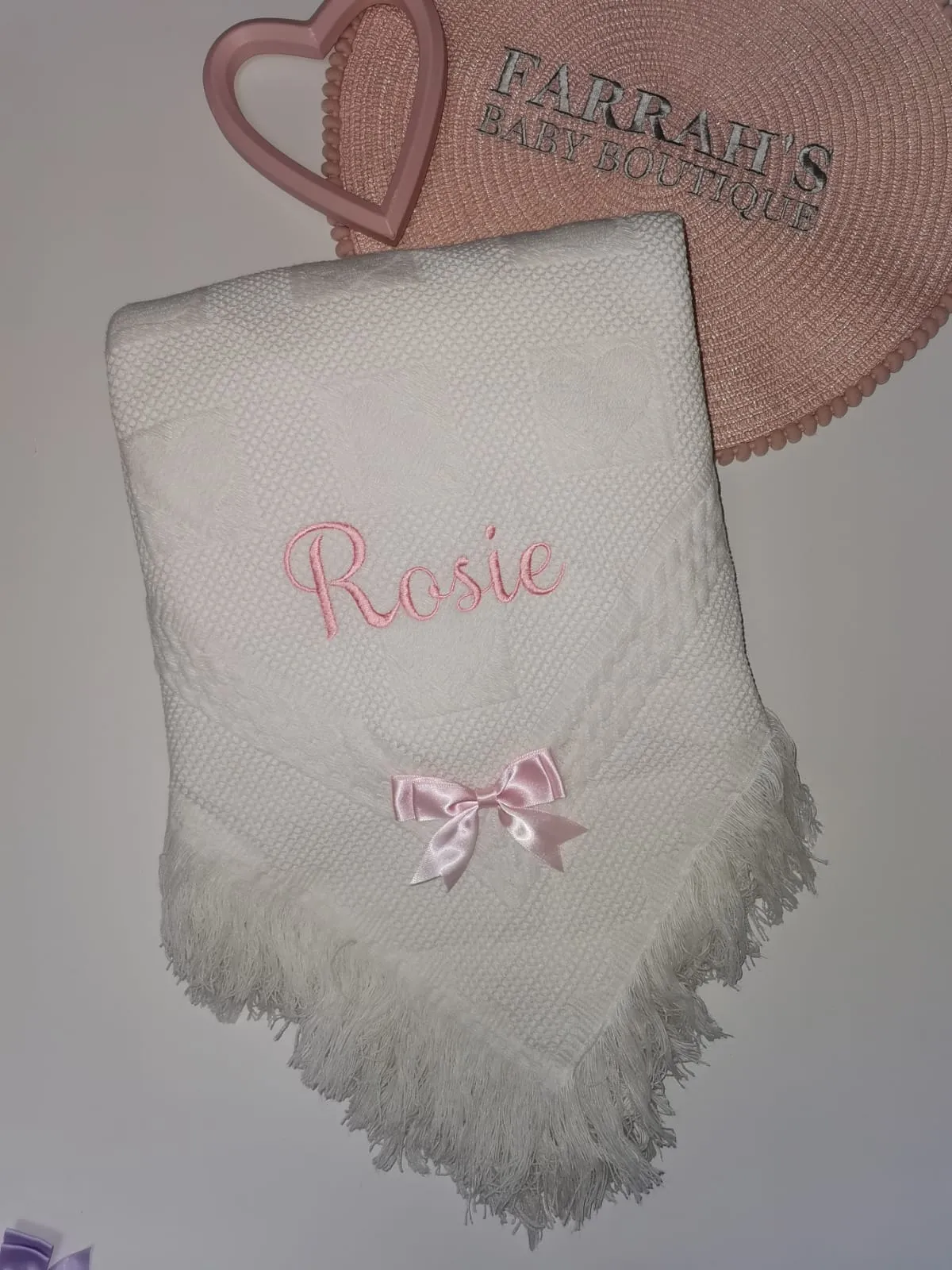 Personalised Traditional Shawl - First name & Bow