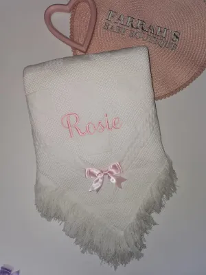 Personalised Traditional Shawl - First name & Bow