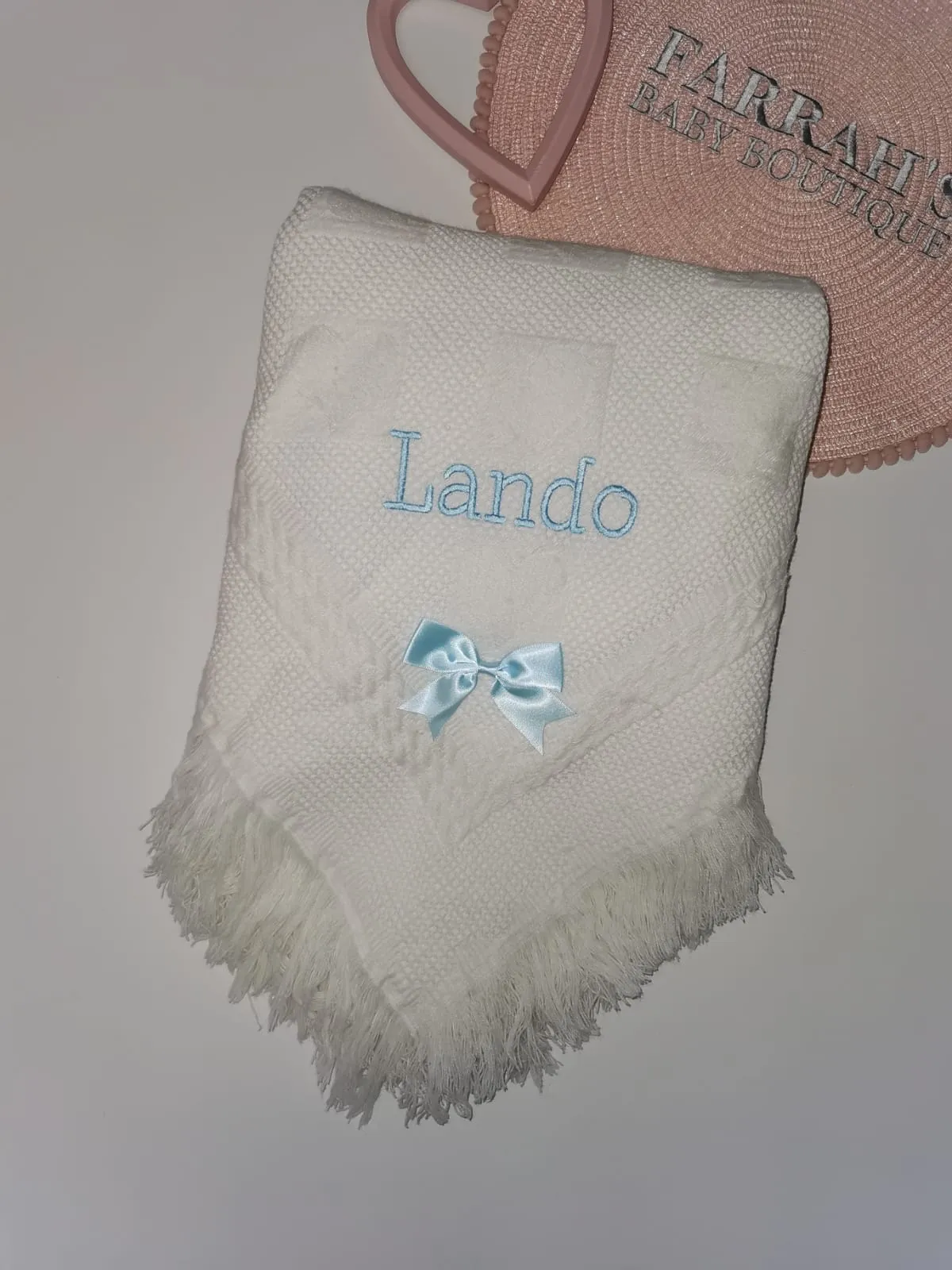 Personalised Traditional Shawl - First name & Bow