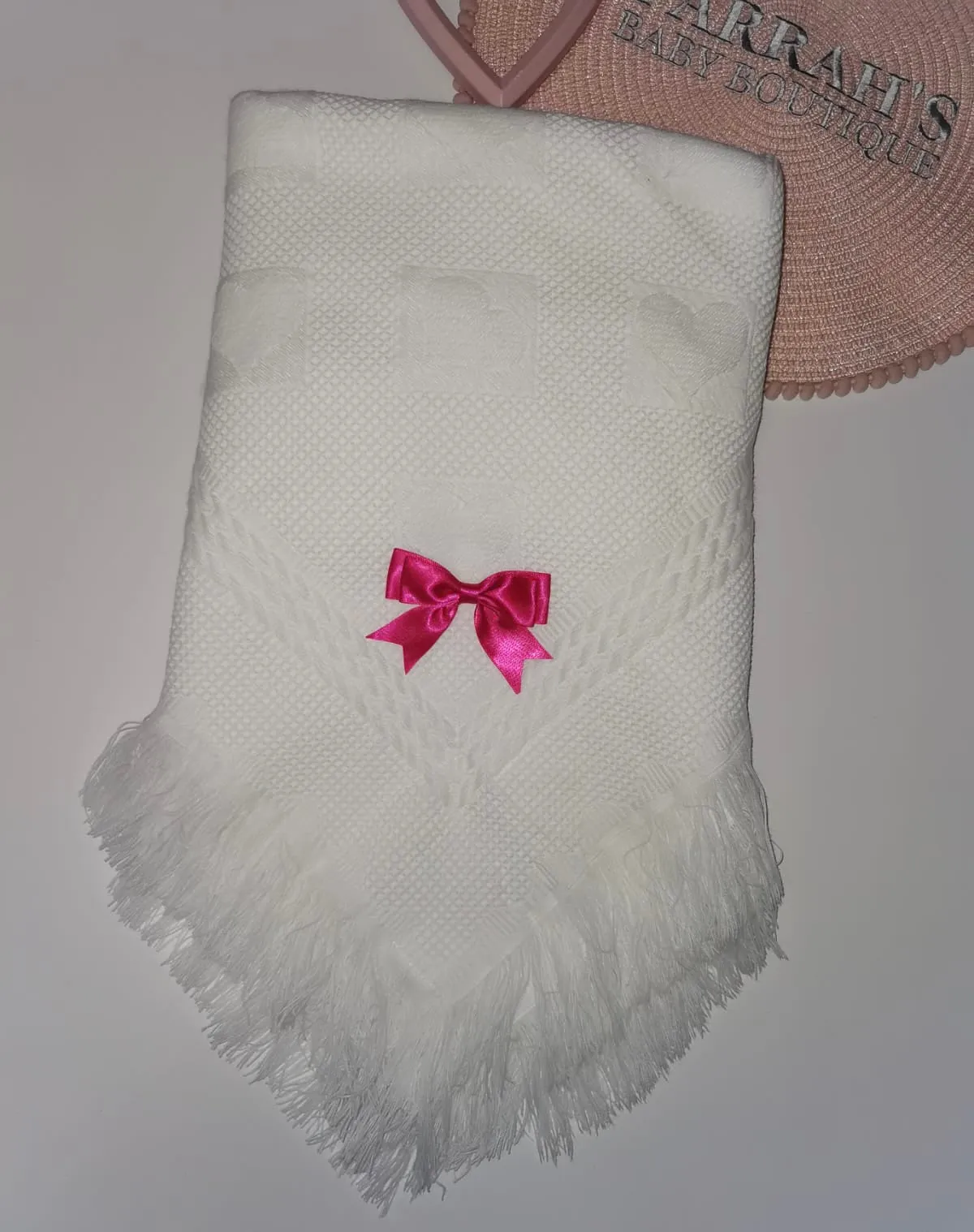 Personalised Traditional Shawl - First name & Bow
