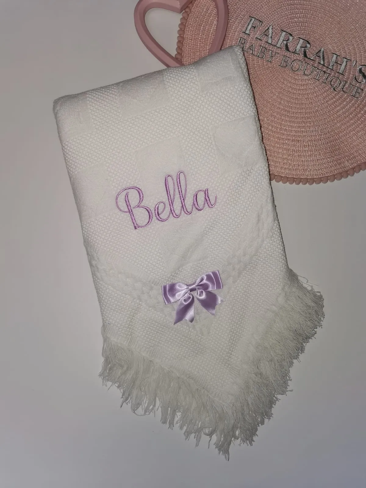 Personalised Traditional Shawl - First name & Bow
