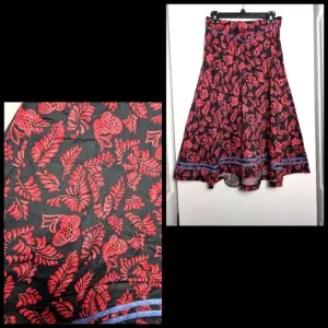 Peruvian Connection Hawaiian island print midi skirt pima cotton sz 8