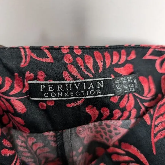 Peruvian Connection Hawaiian island print midi skirt pima cotton sz 8