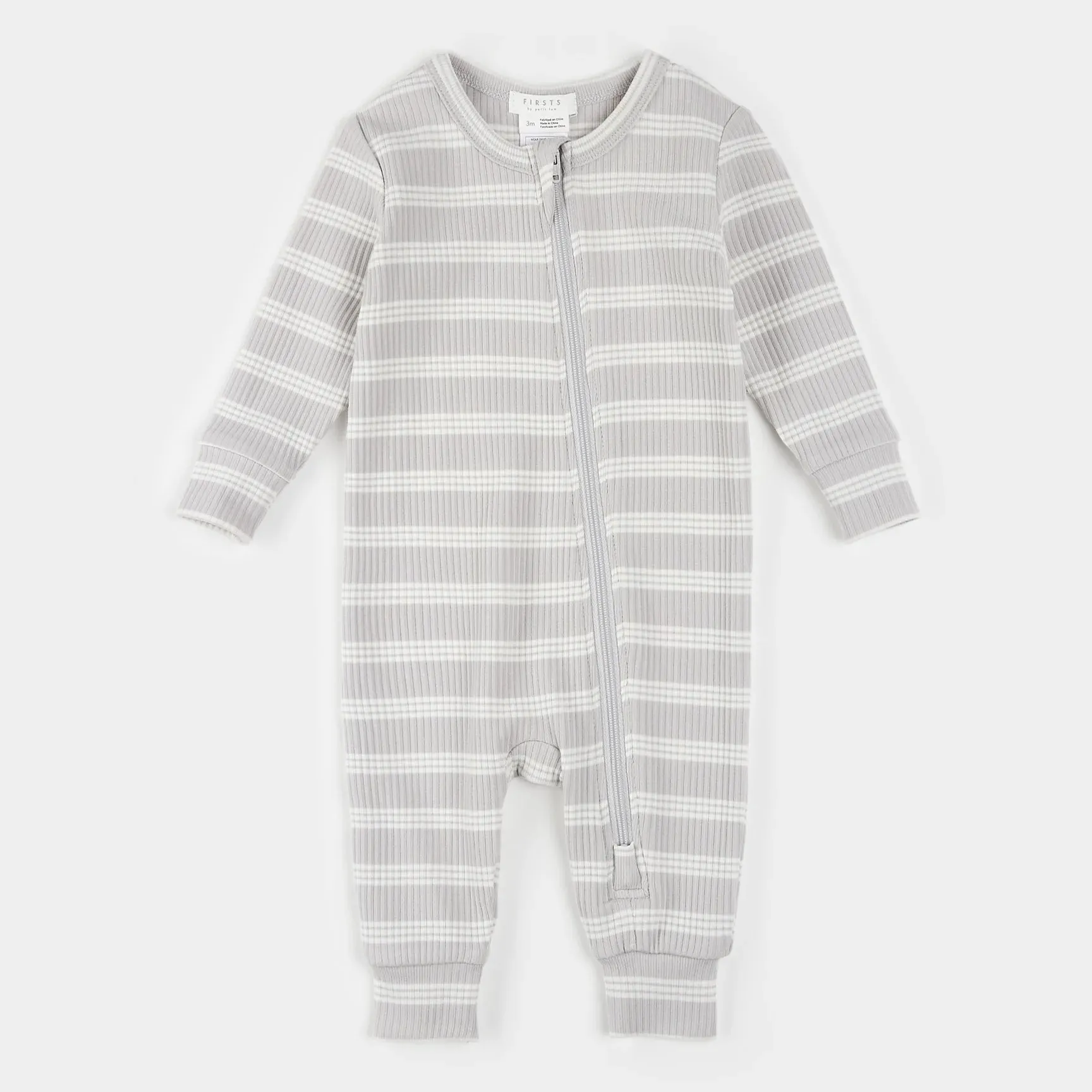 Petit Lem Firsts Baby Modal Rib Sleeper - Multistriped Lunar Rock