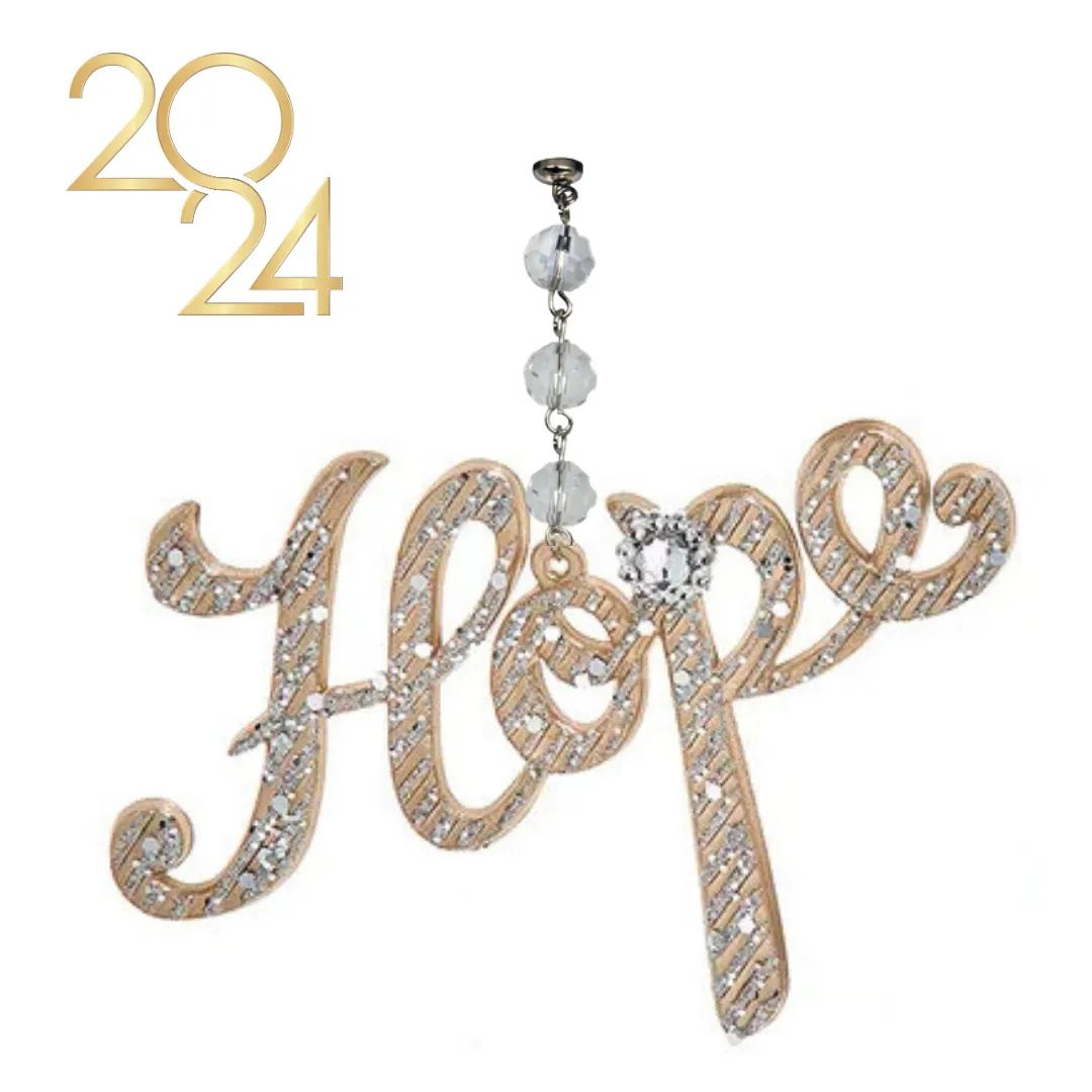 PLATINUM SILVER HOPE, NOEL, JOY (Set/1) MAGNETIC CHANDELIER ORNAMENT