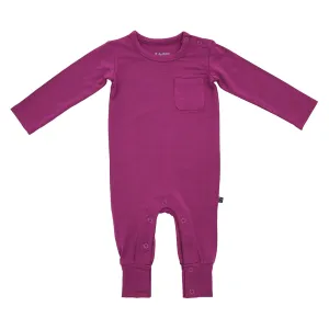 Plum Long Sleeve Pocket Romper
