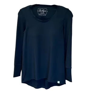 Plus Sized Long Sleeved Hi Lo Top with Built In Shelf Bra