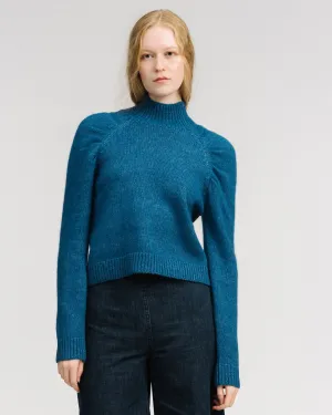 Prayer puff sleeves top in blue