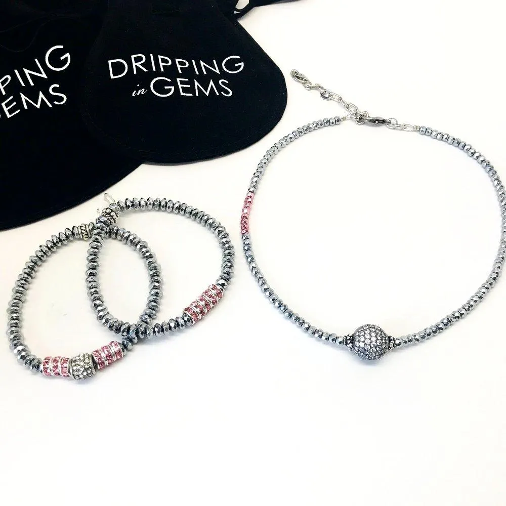 Quatela Designed Pink & Silver Hematite Bracelets
