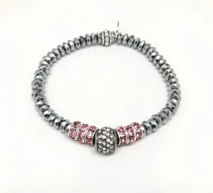 Quatela Designed Pink & Silver Hematite Bracelets
