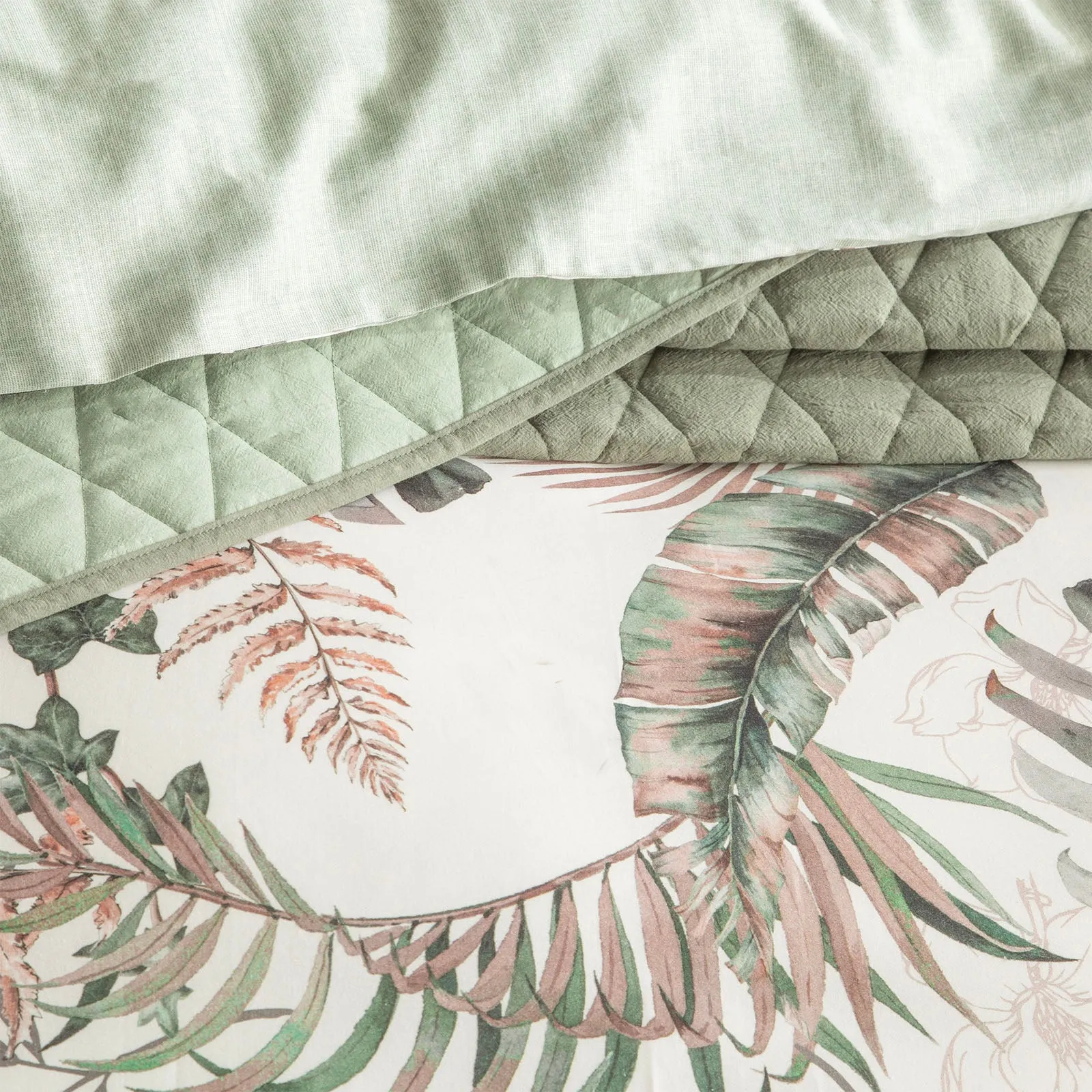 Renee Taylor 300 TC Cotton Reversible Quilt cover Set - Palm Cove Pearl