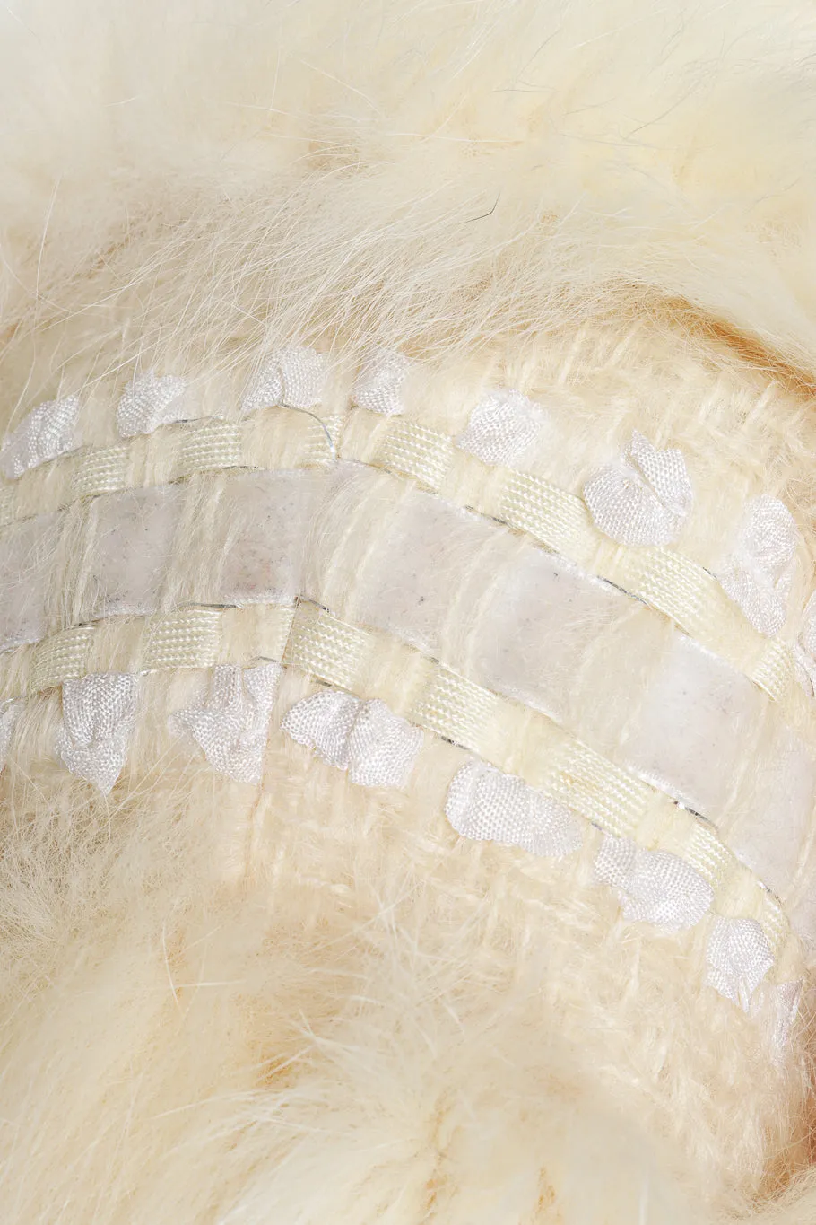 Ribbon Stripe Fur Coat
