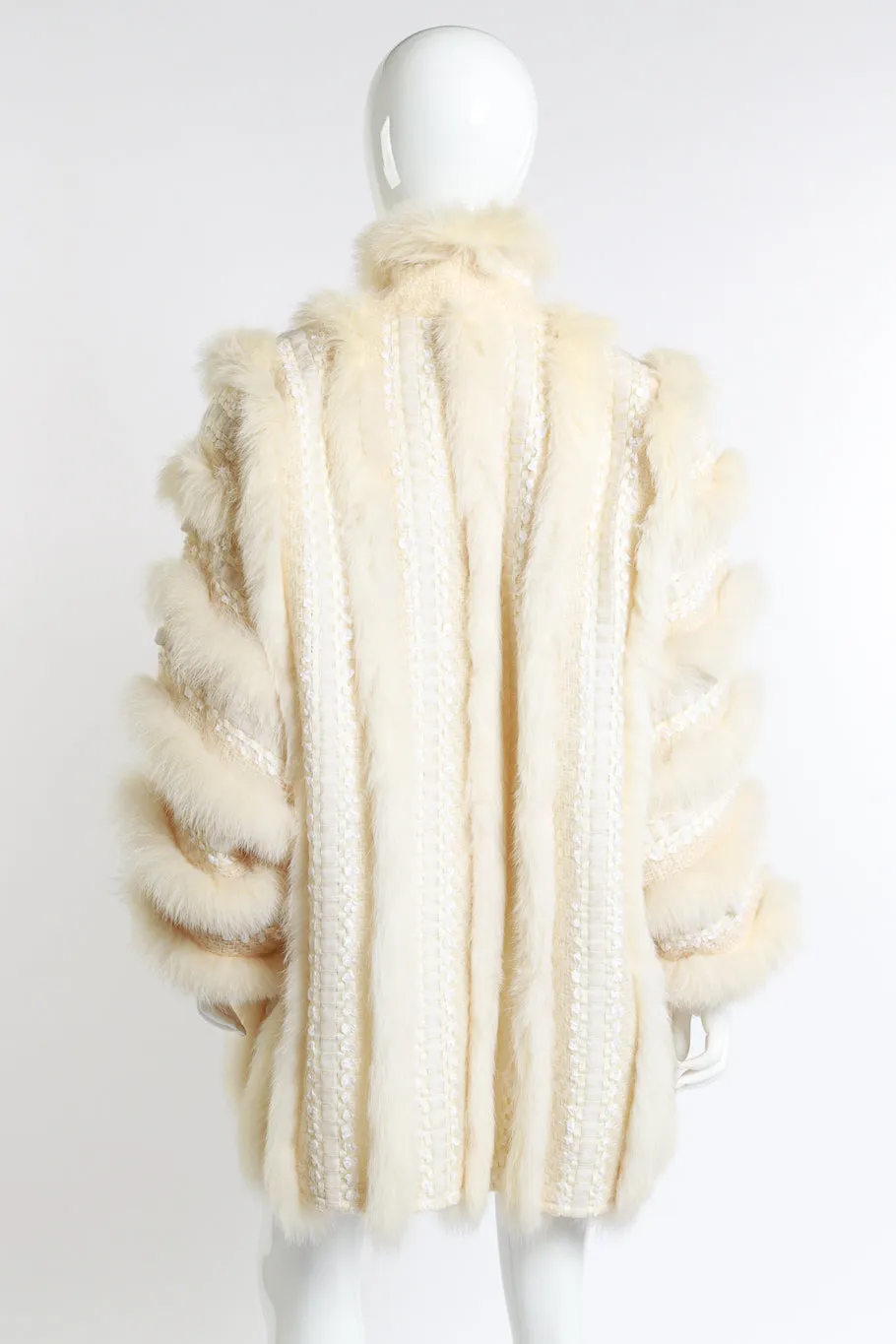 Ribbon Stripe Fur Coat