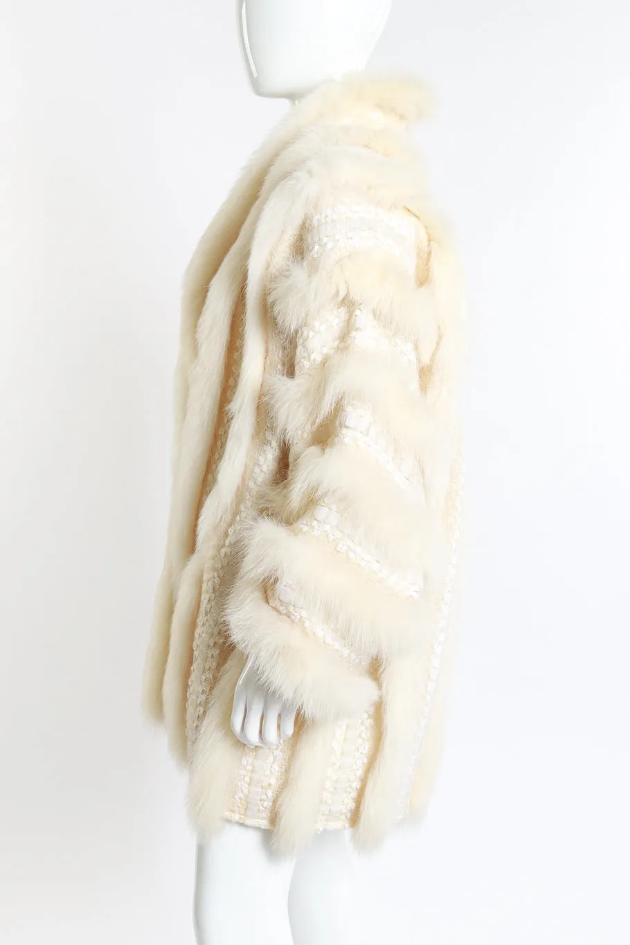 Ribbon Stripe Fur Coat