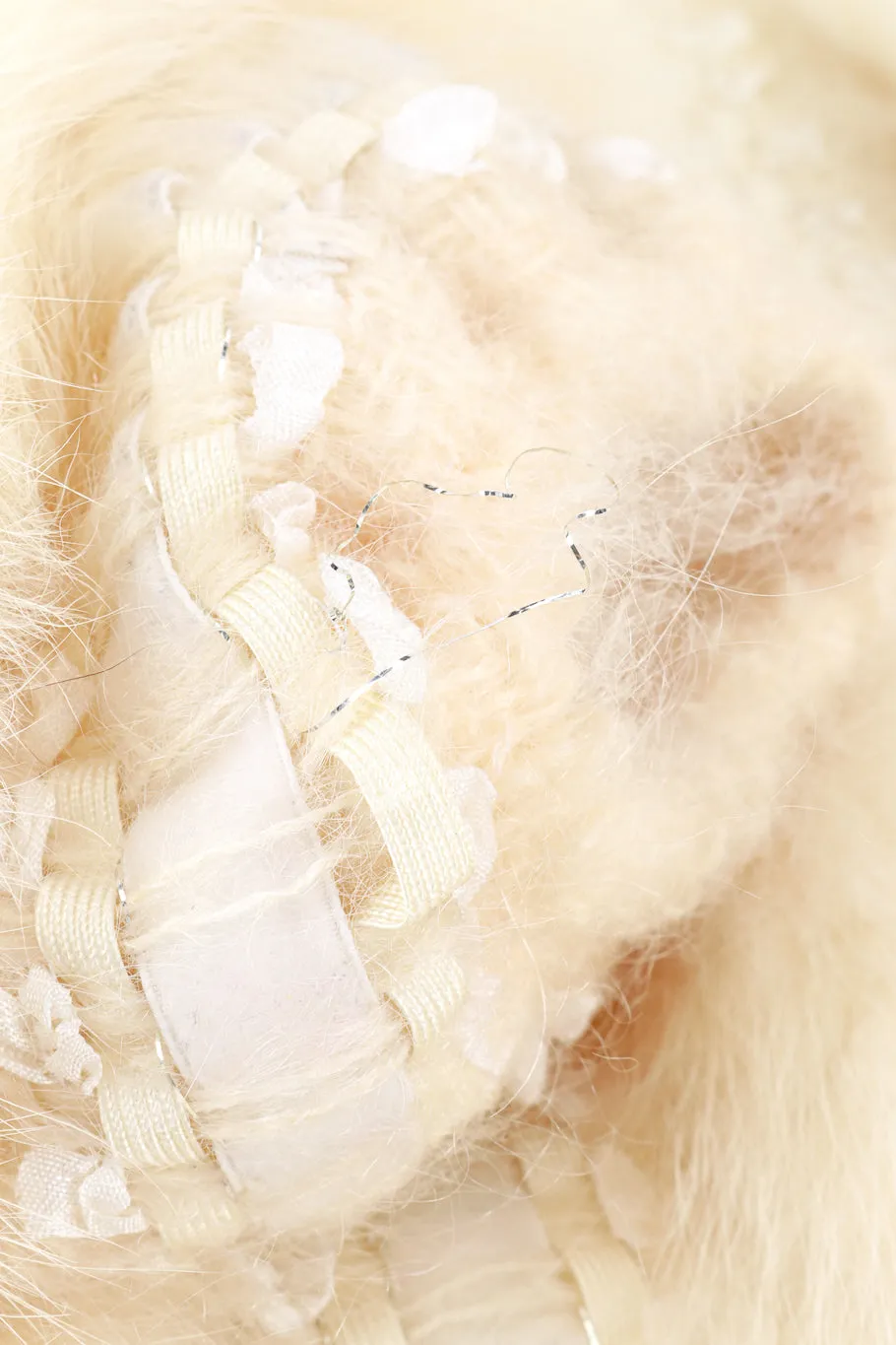 Ribbon Stripe Fur Coat