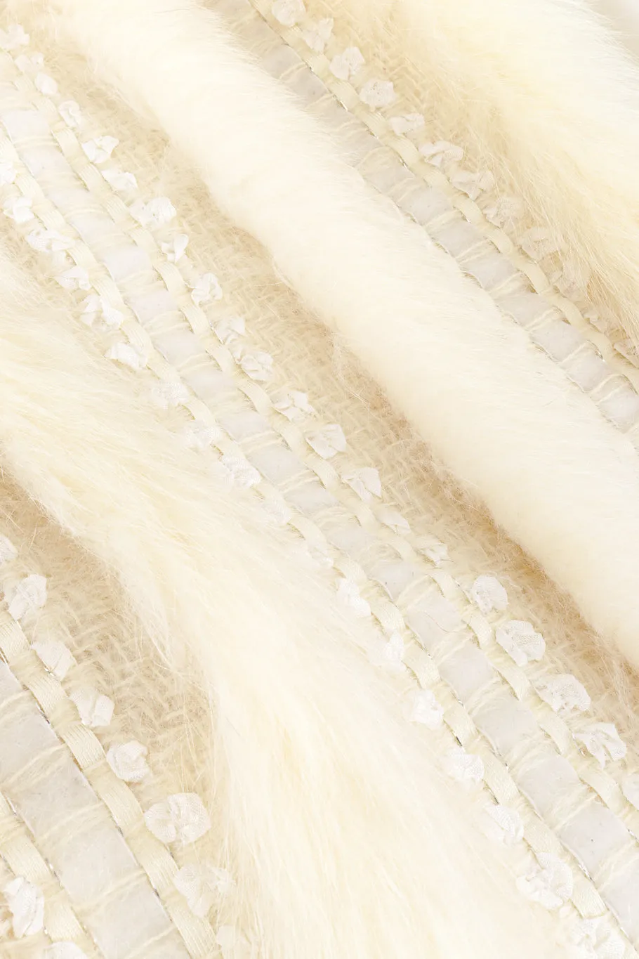 Ribbon Stripe Fur Coat