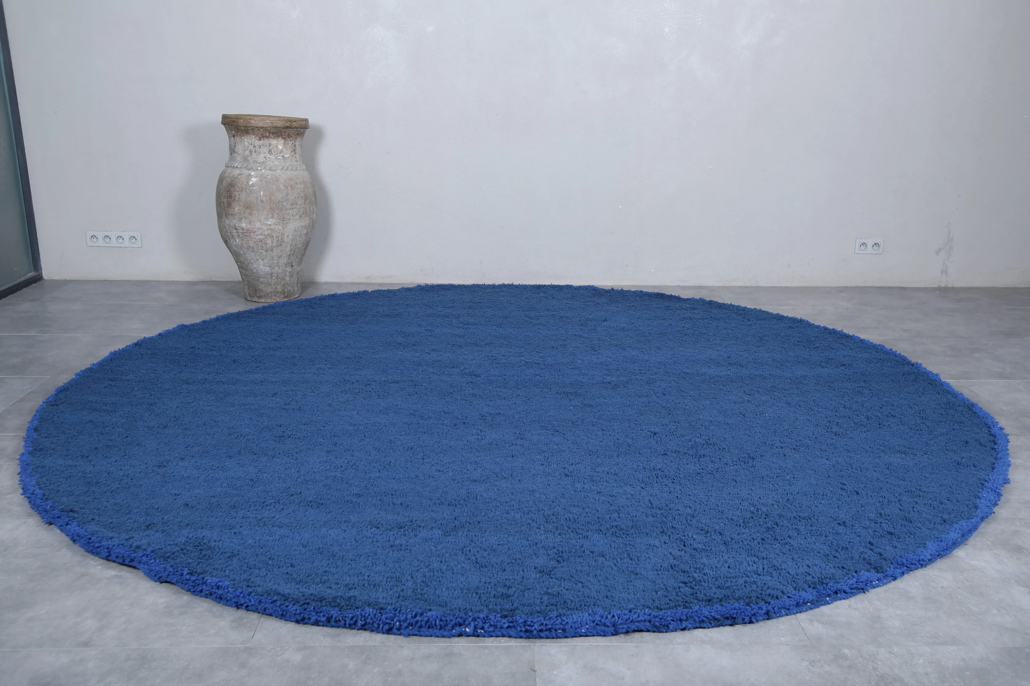 Round blue berber moroccan rug - custom rounded berber rug