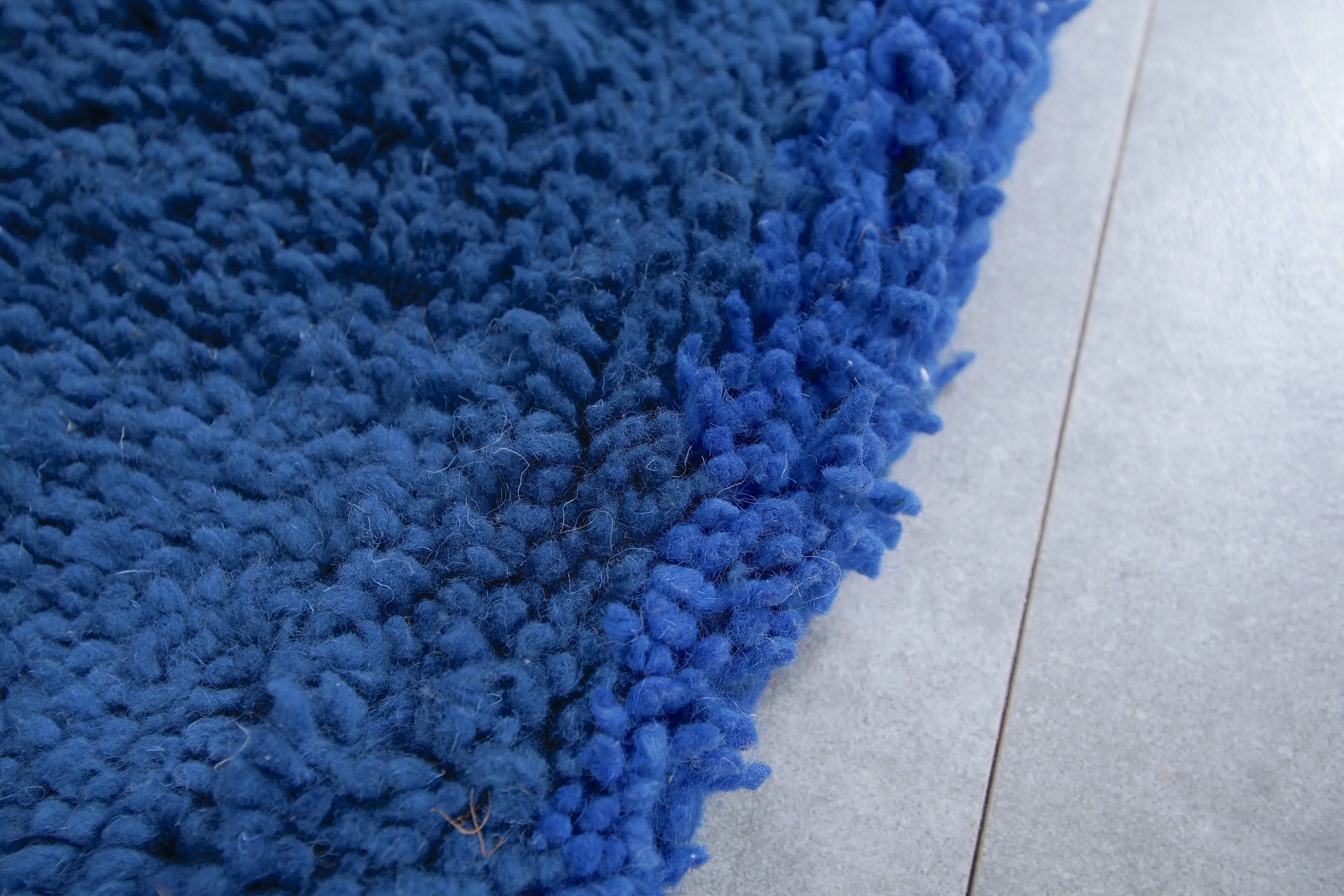 Round blue berber moroccan rug - custom rounded berber rug