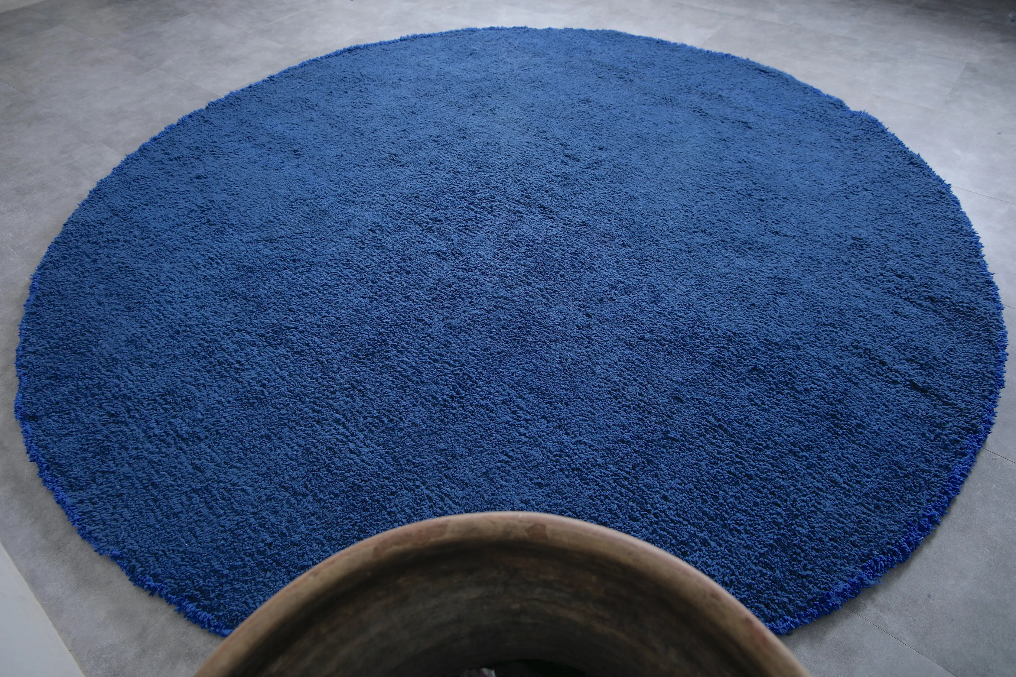 Round blue berber moroccan rug - custom rounded berber rug